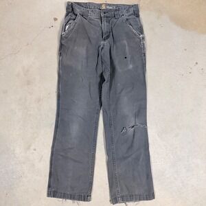 Carhartt Relaxed Fit Mens Gray Canvas Work Pants Carpenter Utility 30x30
